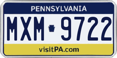 PA license plate MXM9722