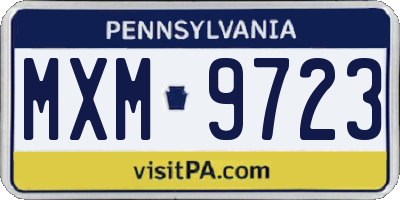 PA license plate MXM9723