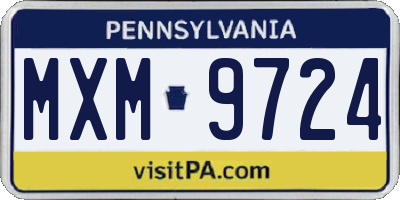 PA license plate MXM9724
