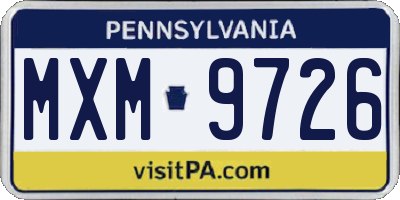 PA license plate MXM9726