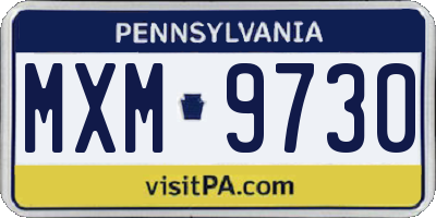 PA license plate MXM9730