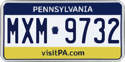 PA license plate MXM9732
