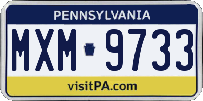 PA license plate MXM9733