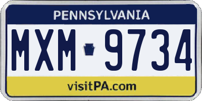 PA license plate MXM9734