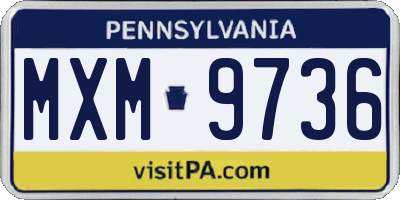 PA license plate MXM9736