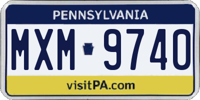 PA license plate MXM9740