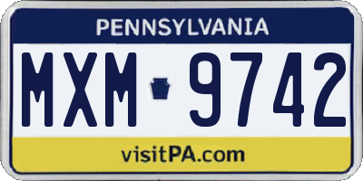 PA license plate MXM9742