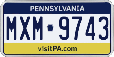 PA license plate MXM9743
