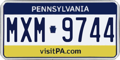 PA license plate MXM9744