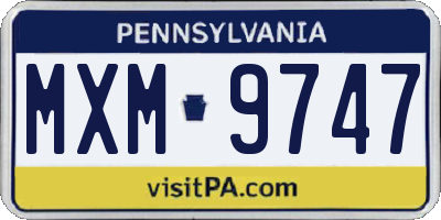 PA license plate MXM9747