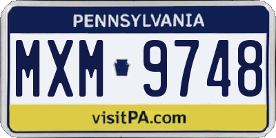 PA license plate MXM9748