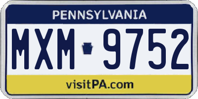 PA license plate MXM9752