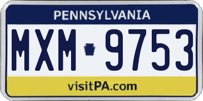 PA license plate MXM9753