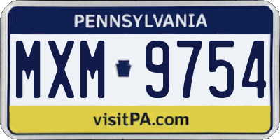 PA license plate MXM9754