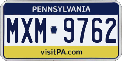 PA license plate MXM9762