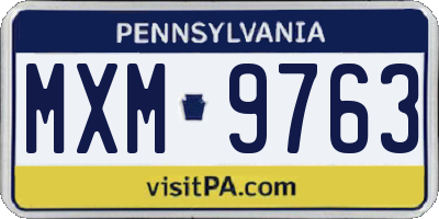 PA license plate MXM9763