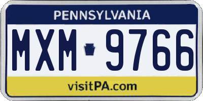 PA license plate MXM9766