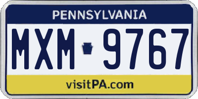 PA license plate MXM9767
