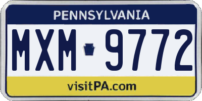 PA license plate MXM9772