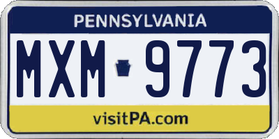 PA license plate MXM9773