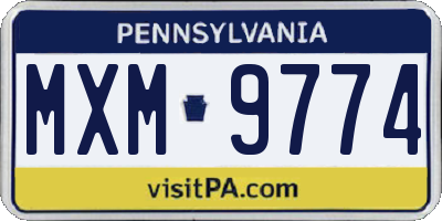 PA license plate MXM9774