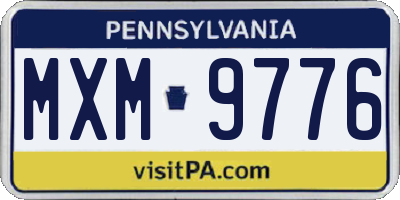 PA license plate MXM9776