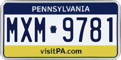 PA license plate MXM9781