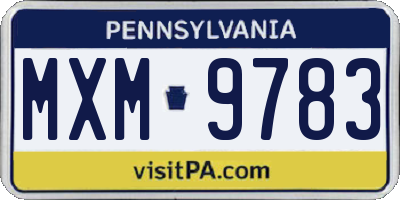 PA license plate MXM9783