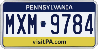 PA license plate MXM9784