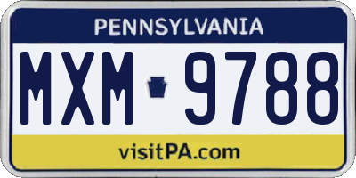 PA license plate MXM9788