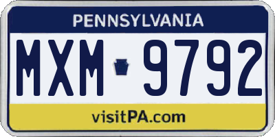 PA license plate MXM9792