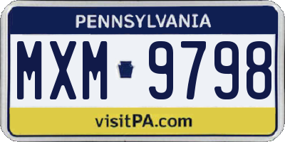 PA license plate MXM9798