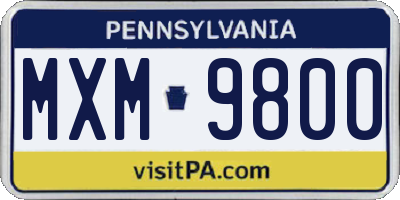 PA license plate MXM9800