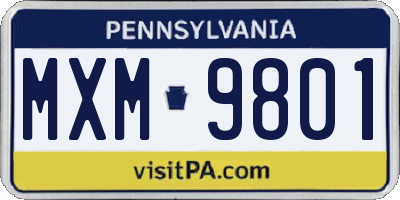 PA license plate MXM9801