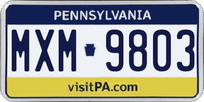 PA license plate MXM9803