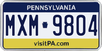PA license plate MXM9804