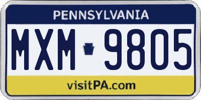 PA license plate MXM9805
