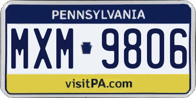 PA license plate MXM9806