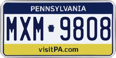 PA license plate MXM9808