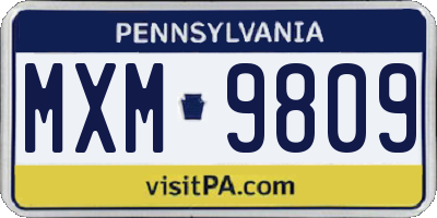 PA license plate MXM9809
