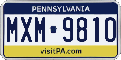PA license plate MXM9810
