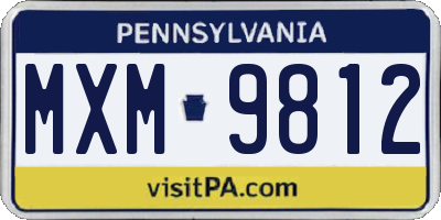 PA license plate MXM9812