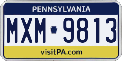 PA license plate MXM9813