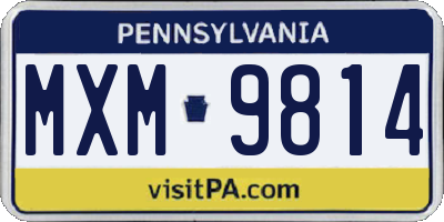PA license plate MXM9814