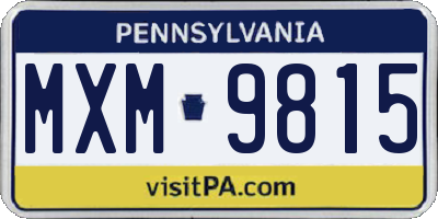 PA license plate MXM9815