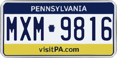 PA license plate MXM9816