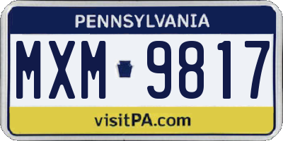 PA license plate MXM9817