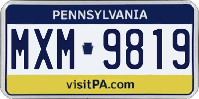 PA license plate MXM9819