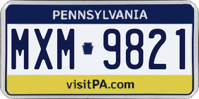PA license plate MXM9821