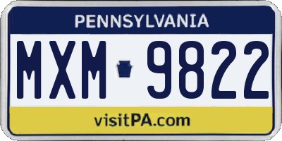PA license plate MXM9822